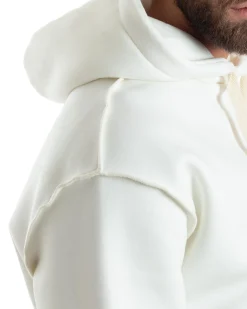 Felpa Uomo PolyCotton Garzata Con Cappuccio Cuciture Reverse E Marsupio Boxy Fit Maglia Morbida Calda Bianco GIOSAL-F3041A