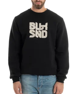 Felpa Uomo PolyCotton Girocollo Con Ricamo Maglia Garzata Calda Comoda Casual Nero GIOSAL-F3039A