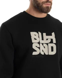 Felpa Uomo PolyCotton Girocollo Con Ricamo Maglia Garzata Calda Comoda Casual Nero GIOSAL-F3039A