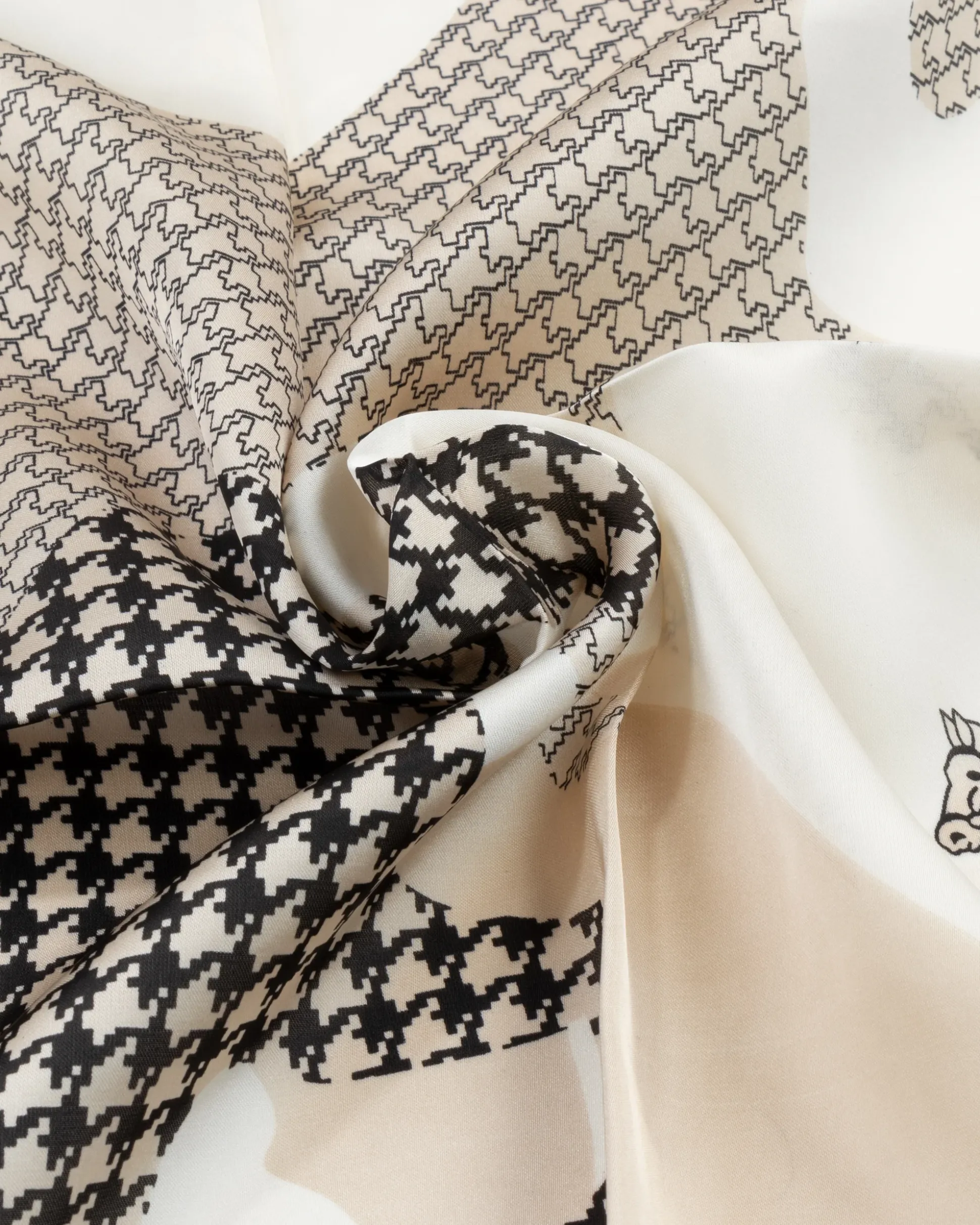 Foulard uomo unisex bandana cavalli pied-de-poule bordo satinato panna GIOSAL-FD1006A