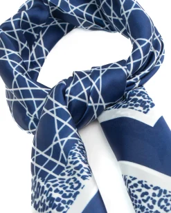 Foulard uomo unisex bandana geometrico reticolo cannage bordo leopardato chevron blu GIOSAL-FD1003A