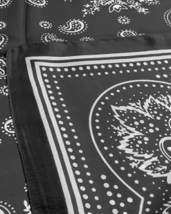 Foulard uomo unisex bandana paisley medaglione simmetrico bordo satinato nero GIOSAL-FD1014A