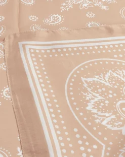 Foulard uomo unisex bandana paisley medaglione simmetrico bordo satinato beige GIOSAL-FD1013A