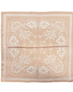 Foulard uomo unisex bandana paisley medaglione simmetrico bordo satinato beige GIOSAL-FD1013A
