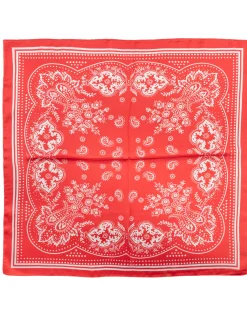 Foulard uomo unisex bandana paisley medaglione simmetrico bordo satinato rosso GIOSAL-FD1012A