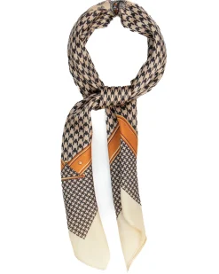 Foulard uomo unisex bandana pied-de-poule paisley bordo satinato beige GIOSAL-FD1004A