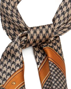 Foulard uomo unisex bandana pied-de-poule paisley bordo satinato beige GIOSAL-FD1004A