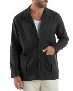 Giacca Camicia Sahariana In Lino G3307A
