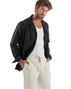 Giacca Camicia Sahariana In Lino G3307A