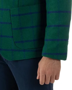 Giacca Monopetto Uomo Lana Check Quadri Revers Blazer Verde BZ1006A
