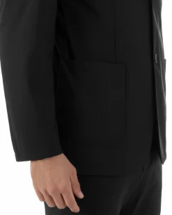 Giacca uomo monopetto no stiro impermeabile nero GIOSAL-BZ1011A