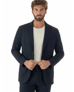 Giacca uomo monopetto no stiro impermeabile blu GIOSAL-BZ1010A