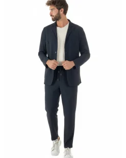 Giacca uomo monopetto no stiro impermeabile blu GIOSAL-BZ1010A