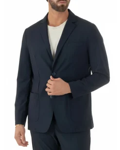 Giacca uomo monopetto no stiro impermeabile blu GIOSAL-BZ1010A