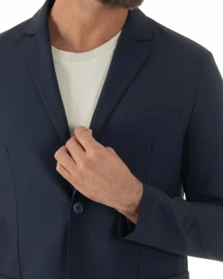 Giacca uomo monopetto no stiro impermeabile blu GIOSAL-BZ1010A