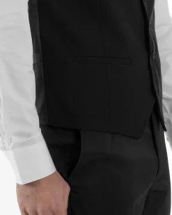 Gilet Uomo Classico Smanicato Regolabile Monopetto Scollo a V Slim Fit Cerimonia Elegante Basic Tinta Unita Nero GIOSAL-G3288A