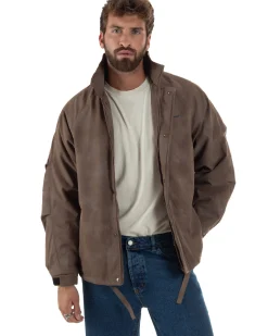 Giubbotto Bomber Oversize Sfumato Marrone G3321A