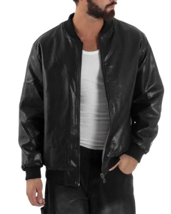 Giubbotto Double Face Bomber College Ecopelle Camoscio Grigio G3341A