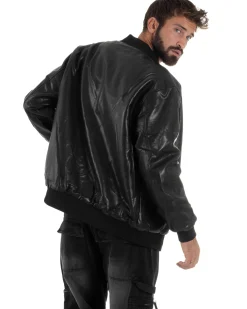Giubbotto Double Face Bomber College Ecopelle Camoscio Beige G3342A