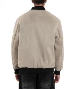 Giubbotto Double Face Bomber College Ecopelle Camoscio Beige G3342A