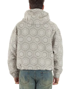 Giubbotto giacca bomber uomo cappuccio oversize crop beige GIOSAL-G3398A