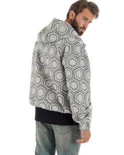 Giubbotto giacca bomber uomo cappuccio oversize crop nero GIOSAL-G3397A