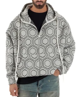 Giubbotto giacca bomber uomo cappuccio oversize crop nero GIOSAL-G3397A