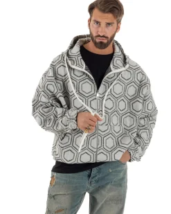 Giubbotto giacca bomber uomo cappuccio oversize crop nero GIOSAL-G3397A