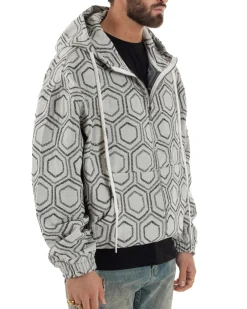 Giubbotto giacca bomber uomo cappuccio oversize crop nero GIOSAL-G3397A