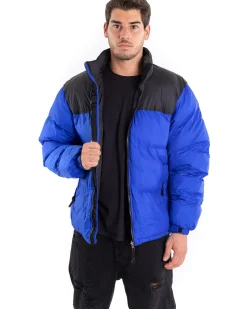 Giubbotto Uomo Bomber Bicolore Nero Blu Royal Puffer Imbottito GIOSAL-G2911A