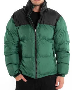 Giubbotto Uomo Bomber Bicolore Nero Verde Puffer Imbottito GIOSAL-G2910A