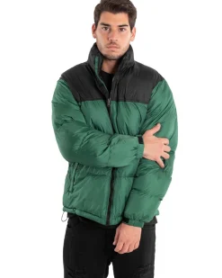 Giubbotto Uomo Bomber Bicolore Nero Verde Puffer Imbottito GIOSAL-G2910A