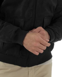 Giubbotto Uomo Bomber Camoscio Morbido Zip Tasconi Nero G3378A