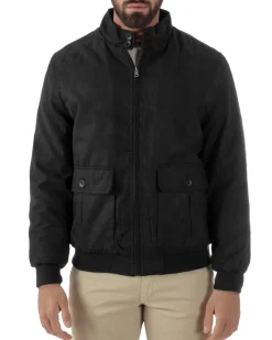 Giubbotto Uomo Bomber Camoscio Morbido Zip Tasconi Nero G3378A