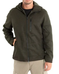 Giubbotto Uomo Bomber Cappuccio Tessuto Tecnico Verde Casual GIOSAL-G2886A