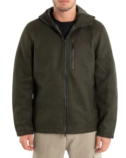 Giubbotto Uomo Bomber Cappuccio Tessuto Tecnico Verde Casual GIOSAL-G2886A