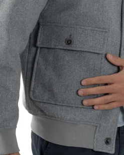 Giubbotto Uomo Bomber Giacca College Panno Bottoni Grigio G3382A