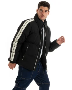 Giubbotto Uomo Bomber Imbottito Puffer Casual Tinta Unita Nero GIOSAL-G3084A