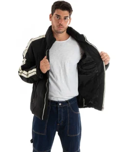 Giubbotto Uomo Bomber Imbottito Puffer Casual Tinta Unita Nero GIOSAL-G3084A