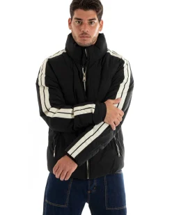 Giubbotto Uomo Bomber Imbottito Puffer Casual Tinta Unita Nero GIOSAL-G3084A