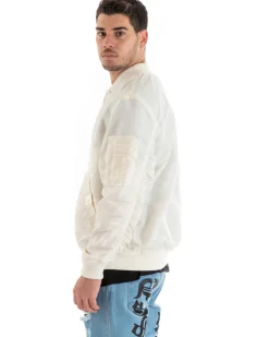 Giubbotto Uomo Casual College Bomber Panna Puffer imbottito GIOSAL-G3041A
