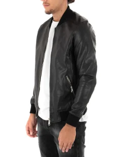 Giubbotto uomo college ecopelle biker basic nero GIOSAL-G2859A