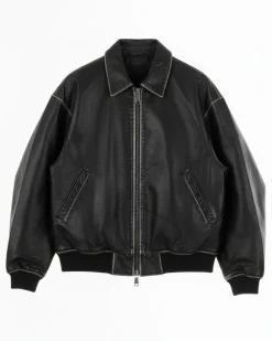 Giubbotto uomo crop giacca bomber boxy zip colletto ecopelle nero GIOSAL-G3386A