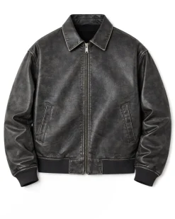 Giubbotto uomo crop giacca bomber boxy zip colletto ecopelle grigio GIOSAL-G3387A
