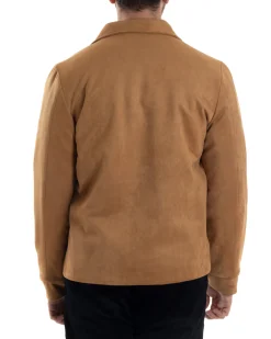 Giubbotto Uomo Giacca Con Colletto Camoscio Con Bottoni Tasche Con Patta Camel Casual GIOSAL-G3153A