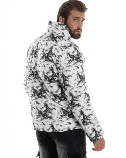 Giubbotto Uomo Mimetico Trapuntato Imbottito Bomber Marmorizzato Giacca Camouflage Bicolore Bianco GIOSAL-G3258A