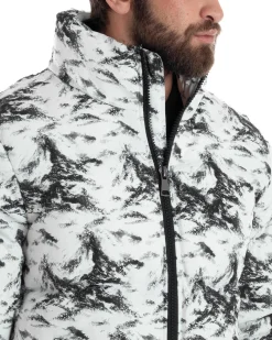 Giubbotto Uomo Mimetico Trapuntato Imbottito Bomber Marmorizzato Giacca Camouflage Bicolore Bianco GIOSAL-G3258A