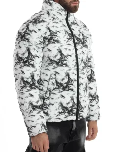 Giubbotto Uomo Mimetico Trapuntato Imbottito Bomber Marmorizzato Giacca Camouflage Bicolore Bianco GIOSAL-G3258A