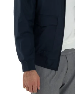 Giubbotto Uomo Tessuto Tecnico Impermeabile Giacca Basic Zip Blu G3356A