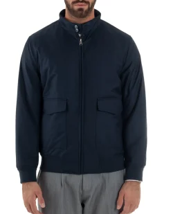 Giubbotto Uomo Tessuto Tecnico Impermeabile Giacca Basic Zip Blu G3356A